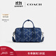 蔻馳（COACH）新款男士馬車(chē)圖案印花GOTHAM 24號行李包斜挎包通勤男包 深藍色