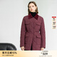 顏域酒紅色夾棉棉衣女款冬季2025新款復古棉襖中長(cháng)款翻領(lǐng)棉服外套 酒紅 XL/42