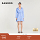 SANDRO春夏女裝法式氣質(zhì)時尚假兩件藍(lán)白條紋襯衫收腰短款連衣裙 D251/藍(lán)色 S