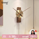 Snnei現代極簡(jiǎn)客廳裝飾掛鐘創(chuàng  )意時(shí)尚西班牙時(shí)鐘家用簡(jiǎn)約輕奢胡桃木鐘表