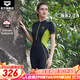 阿瑞娜（arena）泳衣女士長(cháng)袖平角防曬沖浪連體游泳衣溫泉保暖瑜伽游泳衣 黑色-(LCN4274W)短及膝泳衣 L