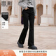 香影黑色微喇牛仔褲女2025冬季新款褲腳開(kāi)叉修身設計感顯瘦長(cháng)褲子 牛仔黑 S 155/80A/85-95斤