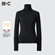 優(yōu)衣庫合作款/女裝HEATTECH混紡高領(lǐng)T恤/長(cháng)袖保暖衣471601 09 黑色 L