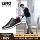 零度Zero男鞋休閑百搭板鞋韓版潮鞋舒適軟皮鞋子輕便駕車(chē)鞋休閑運動(dòng)鞋 黑色（偏大一碼） 41