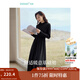 茵曼（INMAN）2025秋冬女裝新款燈芯絨連衣裙新品長(cháng)袖休閑針織禮服中長(cháng)裙子 午夜黑 L
