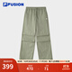 FILA FUSION斐樂(lè )潮牌梭織長(cháng)褲女2025夏季新款休閑寬松工裝闊腿褲 翞灰綠-GN M 165/66A/M