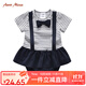 Auro Mesa 嬰兒衣服夏季短袖條紋領(lǐng)結女寶寶學(xué)院風(fēng)三角包屁衣裙子滿(mǎn)月百天 女款 80cm/12-18M