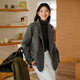 素典（WHIteALLUSION）灰色西裝雙面毛呢大衣2025秋冬新款小個(gè)子短款氣質(zhì)通勤外套女4969 熔巖灰 S