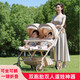 佳若琪雙胞胎嬰兒推車(chē)輕便高景觀(guān)嬰兒車(chē)可坐可躺一鍵折疊寶寶雙人手推車(chē) 香檳金+一鍵折疊+可坐躺+遮陽(yáng)棚+餐盤(pán)+加大輪胎+腳托