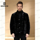 BESNOS意大利品牌水貂皮草新款貂皮外套男扣子年輕款貂皮大衣男大碼短款 黑色 S