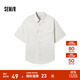 森馬（Semir）短袖T恤男裝純棉襯衣外套戶(hù)外工裝做舊水洗夏季上衣時(shí)尚百搭 香草白10711 XL