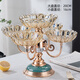 花語(yǔ)四季水晶玻璃旋轉果盤(pán)家用客廳歐式多層水果盤(pán)高檔輕奢茶幾零食糖果盤(pán) 旋轉五格果盤(pán)（陶瓷底座）