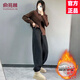 俞兆林（YUZHAOLIN）韓版衛褲女2025秋冬季加絨加厚保暖梨形遮肉顯瘦潮流百搭哈倫褲子 黑色褲子【加絨加厚】 L 建議100-115斤