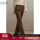 菲妮迪（FINITY）品牌休閑褲冬季簡(jiǎn)約風(fēng)高腰直筒寬松通勤卡其色長(cháng)褲 焦糖色 2XL