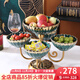 言則輕奢歐式高檔水果盤(pán)客廳家用創(chuàng  )意可旋轉糖果盤(pán)擺件多層點(diǎn)心盤(pán) 花型旋轉五格（1610）-祖母綠