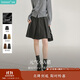 茵曼學(xué)院風(fēng)格雷系百褶短裙女2025年春季新款高腰顯瘦半身裙 深灰色 M