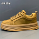 BFGN品牌牛皮男鞋2025冬季新款透氣板鞋男士運動(dòng)鞋百搭增高休閑鞋子男 駝色【皮面】-高端男鞋 41 皮鞋碼