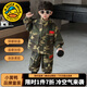G.duck小黃鴨童裝兒童迷彩服套裝春秋季男童秋裝戶(hù)外訓練服學(xué)生軍訓班服 外套加長(cháng)褲 110 尺碼4~5歲【100-110cm】