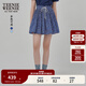 Teenie Weenie小熊女裝半身裙25夏季新款細褶花朵小清新蓬蓬短裙子 藏青色 S