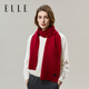 ELLE【禮盒裝】100%綿羊毛圍巾女秋冬保暖通勤禮物紅圍巾新年