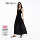 MO&Co.連衣裙夏拼接式背心吊帶斜裁打攬收腰長裙黑色含天絲摩安珂 黑色 S 160