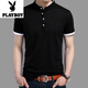 花花公子（PLAYBOY）2025夏季男士短袖t恤男潮流半袖立領(lǐng)韓版修身t恤上衣男裝 8895黑色（短袖一件裝） XL 175135-145斤
