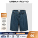 UR2025夏季新款女裝休閑復古水洗壓褶牛仔短褲UYU850039