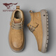 七匹狼休閑皮鞋男春季新款復古百搭厚底工裝鞋英倫風(fēng)軟底中幫馬丁靴子男 土黃 【標準運動(dòng)鞋碼】 41