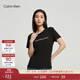 Calvin Klein Jeans夏季女士簡(jiǎn)約圓領(lǐng)ck字母印花舒適打底修身短袖T恤J217960 BEH-黑色 S
