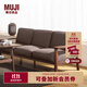 無(wú)印良品（MUJI）【設計師系列】實(shí)木框架沙發(fā) WN 黑胡桃風(fēng)格 家具 3人座 長(cháng)206*寬84*高79.5cm