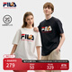 FILA斐樂(lè )官方男裝情侶多彩T夏季新款小狐貍刺繡純棉時(shí)尚休閑短袖T恤男 云菇白-WT S 165/88A/S