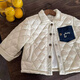 小布熊兒童夾棉外套冬男女童棉字母潮牌襯衣寶寶口袋襯衫棉衣 米白色 90