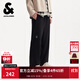 杰克·瓊斯（JACK&JONES）25年秋季褲子男士休閑褲華夫格直筒男褲寬松運動(dòng)褲簡(jiǎn)約衛褲長(cháng)褲 E43純黑色 31 175