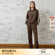 顏域燙鉆撞色寬松闊腿褲女2025新款冬季咖色褲子高腰運動(dòng)褲休閑褲 咖色 S/36