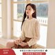 香影重工刺繡條紋襯衫女2025秋季新款米白木耳邊圓領(lǐng)知性?xún)?yōu)雅上衣 米色 S