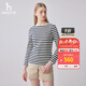 哈吉斯（HAZZYS）女裝 春秋款女士簡(jiǎn)約條紋休閑長(cháng)袖T恤女ABTSE0BAE04 藏青色NV M (160/84A 38)