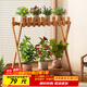安爾雅花架子陽(yáng)臺實(shí)木雙層落地式置物架戶(hù)外客廳多肉植物花盆架2