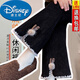 迪士尼（Disney）女童加絨褲子秋冬款一體絨喇叭褲2025新款可愛(ài)兔子燈芯絨外穿長(cháng)褲 黑色-兩個(gè)兔子燈芯絨加絨喇叭褲 130