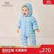 英氏（YEEHOO）【商場(chǎng)同款】嬰兒寶寶超韌絨羽絨服連體冬季保暖輕薄哈衣外出爬服 晴空藍YRHFJ42204A 73 cm