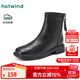 熱風(fēng)（Hotwind）【商場(chǎng)同款】馬丁靴女款2025年冬季新款法式方頭短靴百搭時(shí)裝靴子 01黑色 37