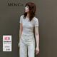 MO&Co.圓領(lǐng)短袖修身收腰短款露臍彈力T恤上衣時(shí)髦洋氣上裝女摩安珂 本白色 S 160