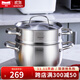 Momscook 不銹鋼蒸鍋集合24cm多層蒸格蒸屜304雙層復底加厚通用湯蒸鍋兩用 TL2414XRST1-單層蒸鍋- 24cm