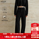 艾諾絲雅詩(shī)【商場(chǎng)同款】2025秋季新品百搭高腰休閑褲闊腿針織褲女40823175 黑色 S