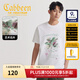 卡賓（CABBEEN）【多層印繡】涼感短袖T恤夏季新款休閑百搭上衣彩色刺繡花卉 漂白色02（舒適版型） L /175/50