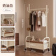 衣炫衣架落地立式衣帽架臥室掛家用室內創(chuàng  )意輕奢晾衣架多功能收納置物 【22管徑】80cm奶油白 +白棕皮質(zhì)收納筐