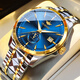 勞力士王子名牌瑞士手表男機械表全自動(dòng)時(shí)尚防水夜光時(shí)尚鎢鋼帶男表品牌十大 R3292間金藍面 質(zhì)保終身 43mm
