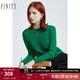 FINITY100%羊毛針織衫春季新款純色套頭氣質(zhì)圓領(lǐng)打底毛衣女 綠色 M