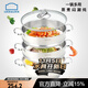 樂(lè )扣樂(lè )扣不銹鋼3層大容量蒸鍋湯鍋電磁爐通用廚具28CM