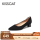 接吻貓金晨同款KISSCAT【經(jīng)典CAT貓掌鞋】單鞋簡(jiǎn)約通勤高跟鞋尖頭船鞋女 黑色（瘦腳卡碼拍小一碼） 37 (235mm)