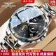 冠琴（GUANQIN）十大名表手表男士全自動(dòng)機械表學(xué)生腕表送老公男友七夕情人節禮物 GJ16477銀殼黑面【锏鎢鋼表帶】